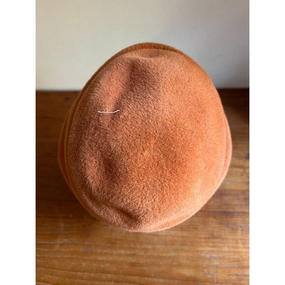 Vintage 40s Womens Felt Wool Hat Orange Brown Cloche Bowler main image 8